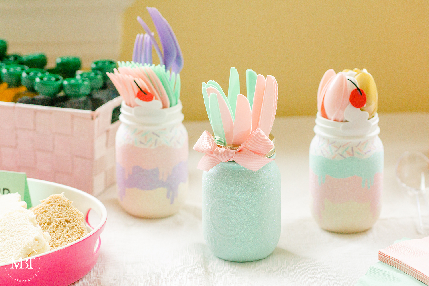 ice cream themed party, details - pastel colored utensils, in Arlington, Virginia, taken by Northern Virginia event photographer