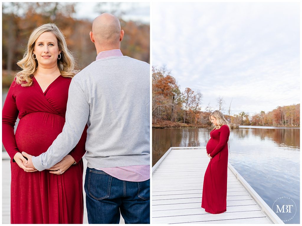 expecting couple during their maternity session at Lake Ridge Park Marina in Woodbridge, Virginia by a maternity photographer