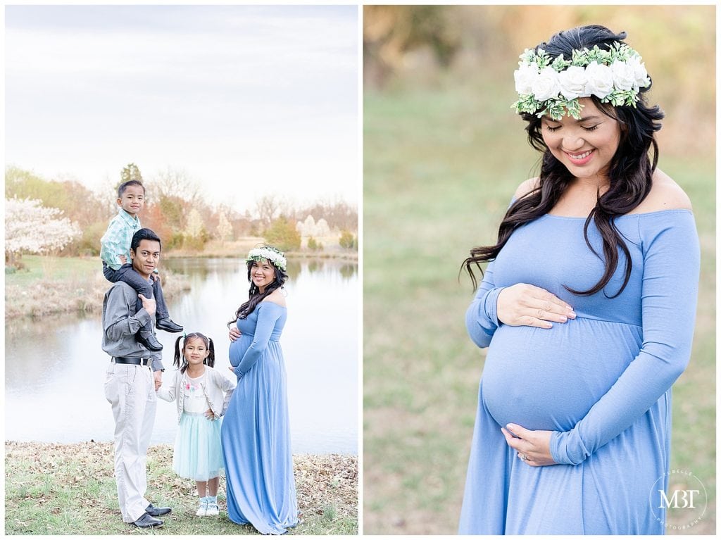 family of 4 during their maternity session in Gainesville, Virginia taken by a NoVa maternity photographer