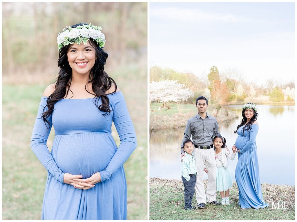 family of 4 during their maternity session in Gainesville, Virginia taken by a Washington, DC maternity photographer