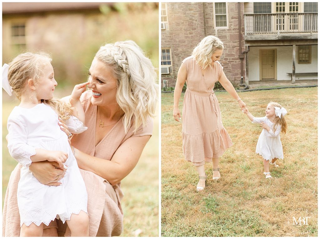 mommy & daughter playing during their mommy & me session in Chantilly, Virginia by a NoVa family photographer