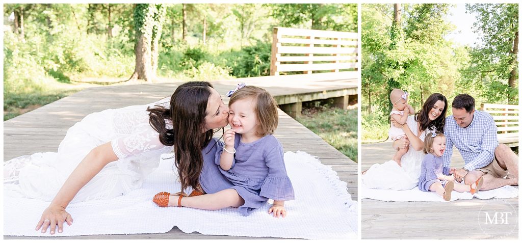 family having fun during their family session at The Barn at One Loudoun in Ashburn, Virginia, taken by TuBelle Photography, a Northern Virginia family photographer