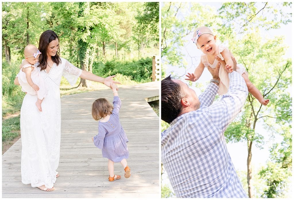 mom & dad playing with kids during their family session at The Barn at One Loudoun in Ashburn, Virginia, taken by TuBelle Photography, a Northern Virginia family photographer