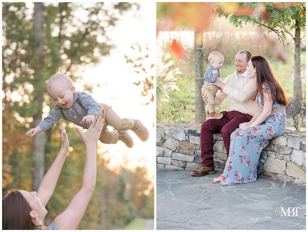 mommy and daddy playing with son during their family photo shoot in Aldie, Virginia, taken by TuBelle Photography, a Northern Virginia family photographer