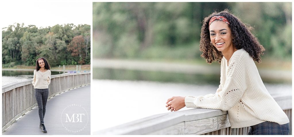 girl by the bridge during her senior session at Lake Fairfax Park in Reston, Virginia taken by TuBelle Photography, a Fairfax County, Virginia senior photographer