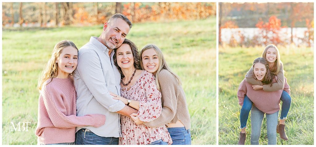 mom, dad, & daughters having fun during family photography in Manassas, Virginia, taken by TuBelle Photography, a Northern Virginia family photographer