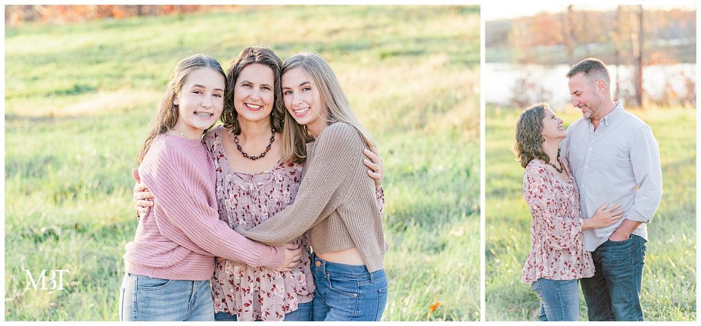 mom, dad, and daughters having a blast during their family pictures in Manassas, Virginia, taken by TuBelle Photography, a Northern Virginia family photographer