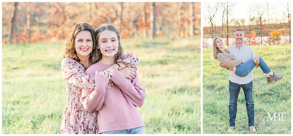 mom, dad, and daughters having fun during their family session in Manassas, Virginia, taken by TuBelle Photography, a Virginia family photographer