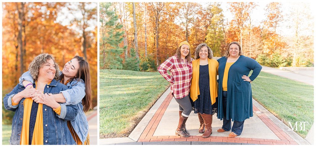 mom & daughter, and sisters during family pictures at Semper Fidelis Memorial Chapel, taken by TuBelle Photography, a Virginia family photographer
