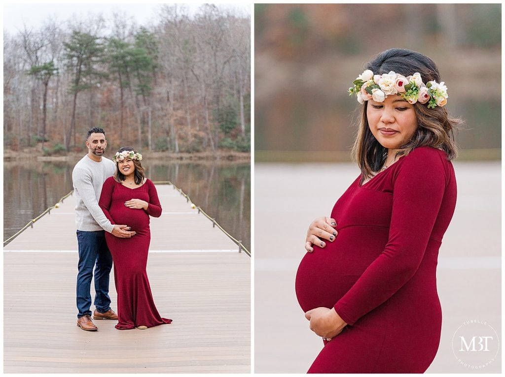 expecting couple during their maternity photos at Lake Ridge Marina in Woodbridge, Virginia, taken by TuBelle Photography, a Virginia maternity photographer