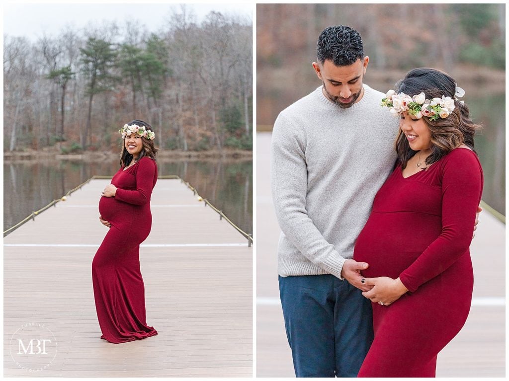 expecting couple during their maternity portraits at Lake Ridge Marina in Woodbridge, Virginia taken by TuBelle Photography, a Prince William County maternity photographer