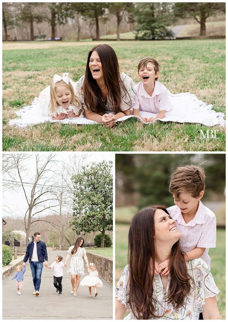 mom, dad, and 3 kids during their family session at Ellanor C Lawrence Park in Chantilly, Virginia taken by TuBelle Photography, a Fairfax County family photographer