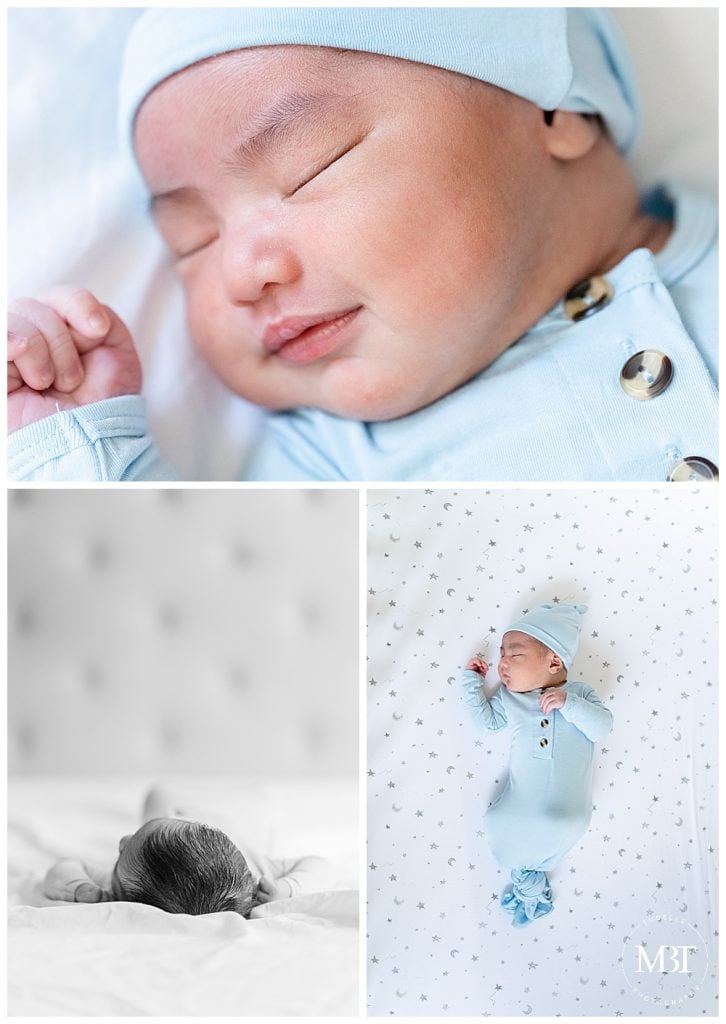 baby boy during lifestyle newborn photos in Prince William County, taken by TuBelle Photography, a Northern Virginia newborn photographer