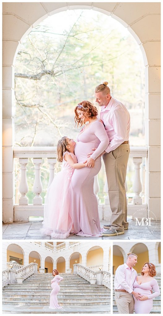 collage of maternity pictures taken at Airlie in Warrenton, Virginia by TuBelle Photography, a Northern Virginia maternity photographer