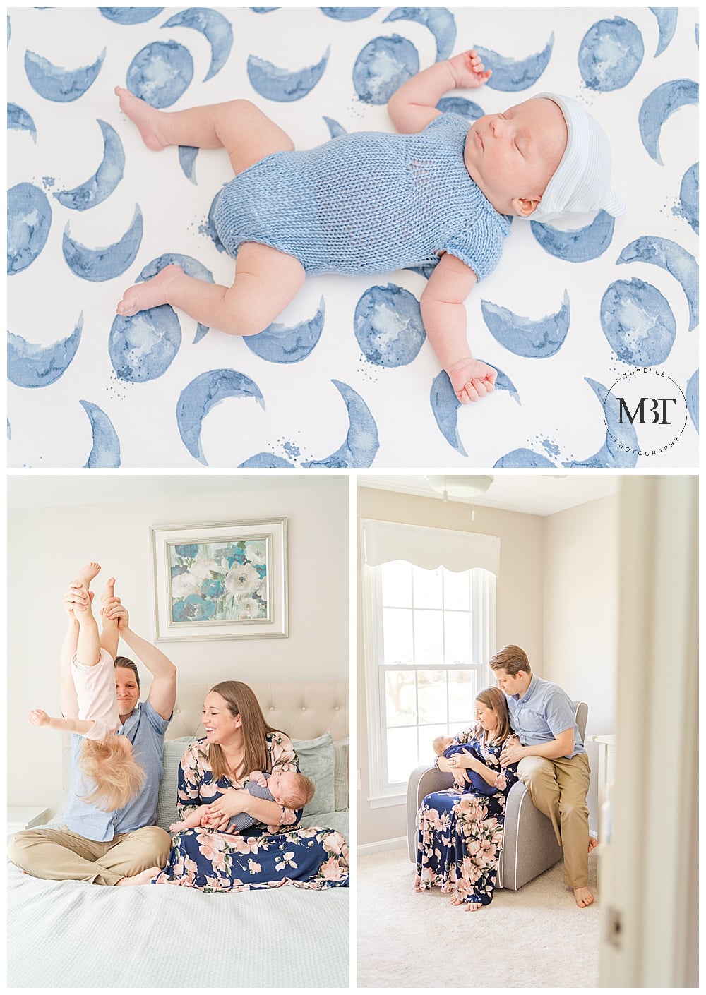 collage of lifestyle newborn pictures taken in Bristow, Virginia taken by TuBelle Photography, a Northern Virginia newborn photographer