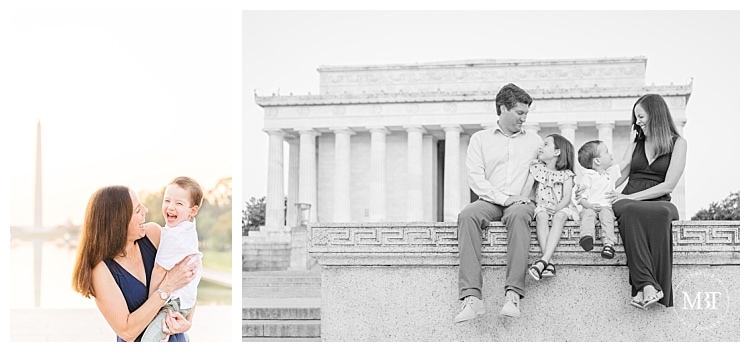 Lincoln Memorial Family Photographer of Mom Dad and Siblings taken by DMV Photographer TuBelle Photography