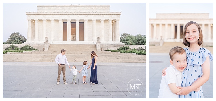Lincoln Memorial Family Photography of Mom Dad and Siblings taken by Washington DC Photographer TuBelle Photography