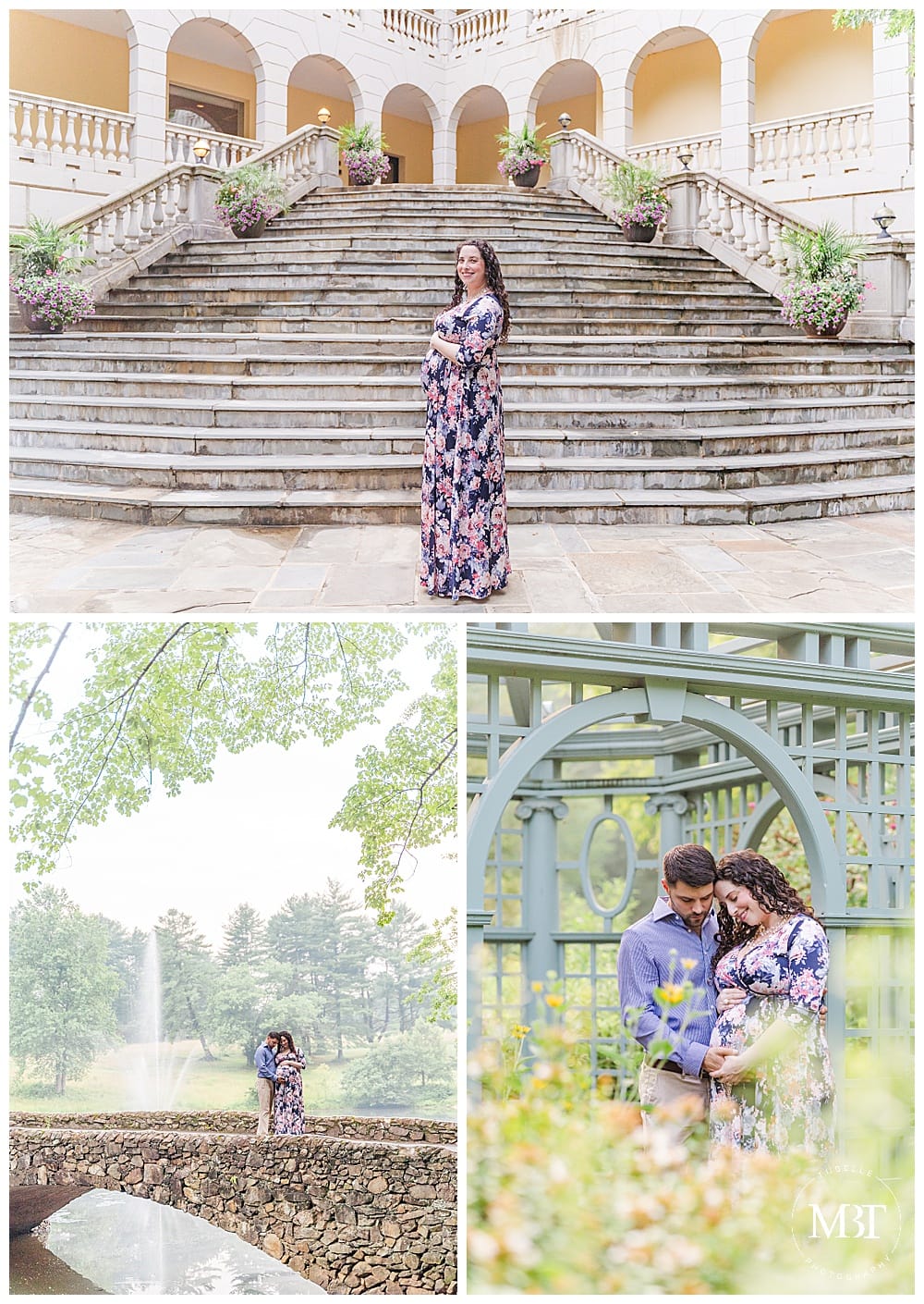 collage of Airlie maternity pictures taken in Warrenton, Virginia by TuBelle Photography, a Northern Virginia maternity photographer