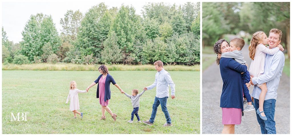 parents with 2 kids at Claude Moore Park in Sterling, Virginia, taken for their family photography by TuBelle Photography, a Northern Virginia family photographer