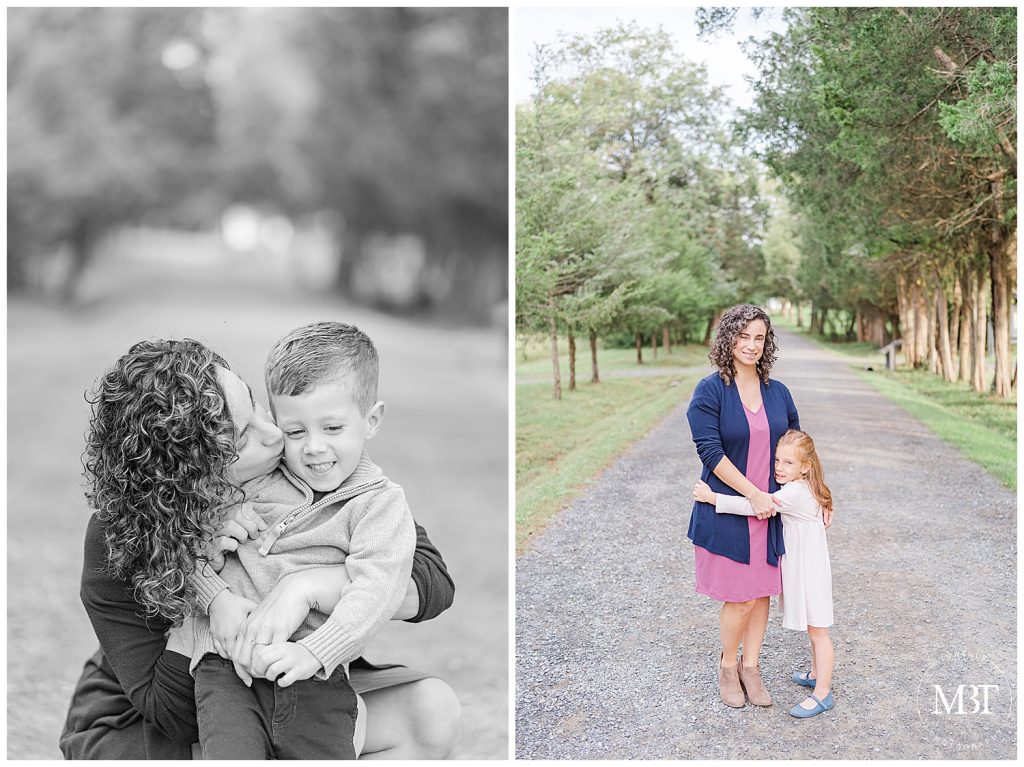 mom with 2 kids at Claude Moore Park in Sterling, Virginia, taken during their family photos by TuBelle Photography, a Loudoun County, Virginia family photographer