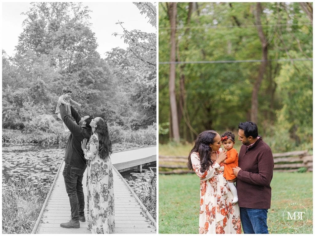 Fall family pictures of mom and dad holding baby girl, by Tubelle Photography a Northern Virginia Photographer. class=