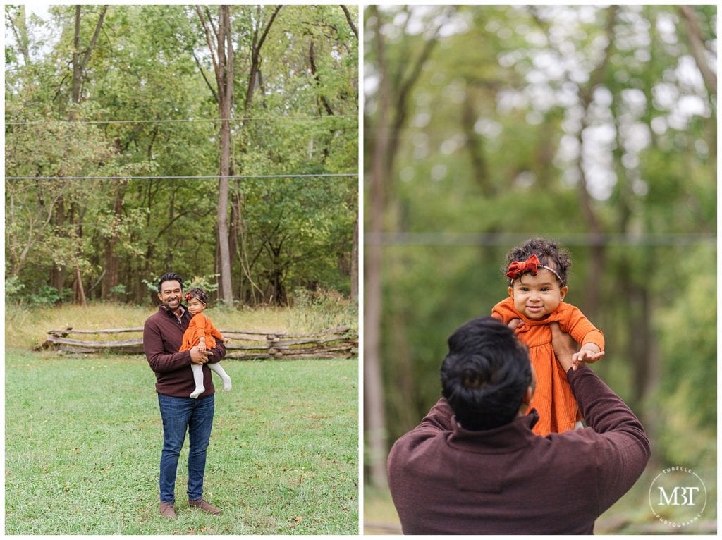 Fall family session in NoVa of mom, dad and baby girl, taken by Tubelle Photography, a Northern Virginia Photographer. class=
