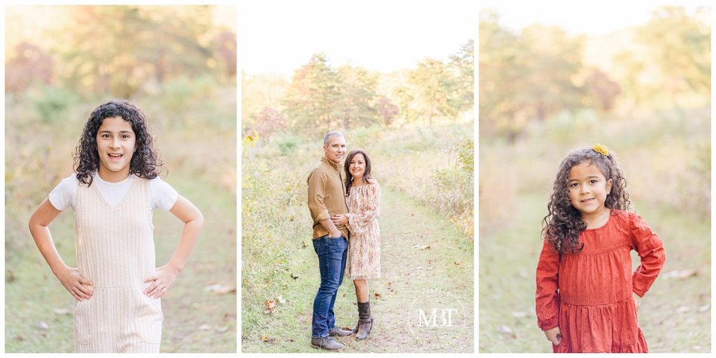 Mom, Dad and daughters pose for their fall mini session taken by TuBelle Photography, a NoVa Photographer.
