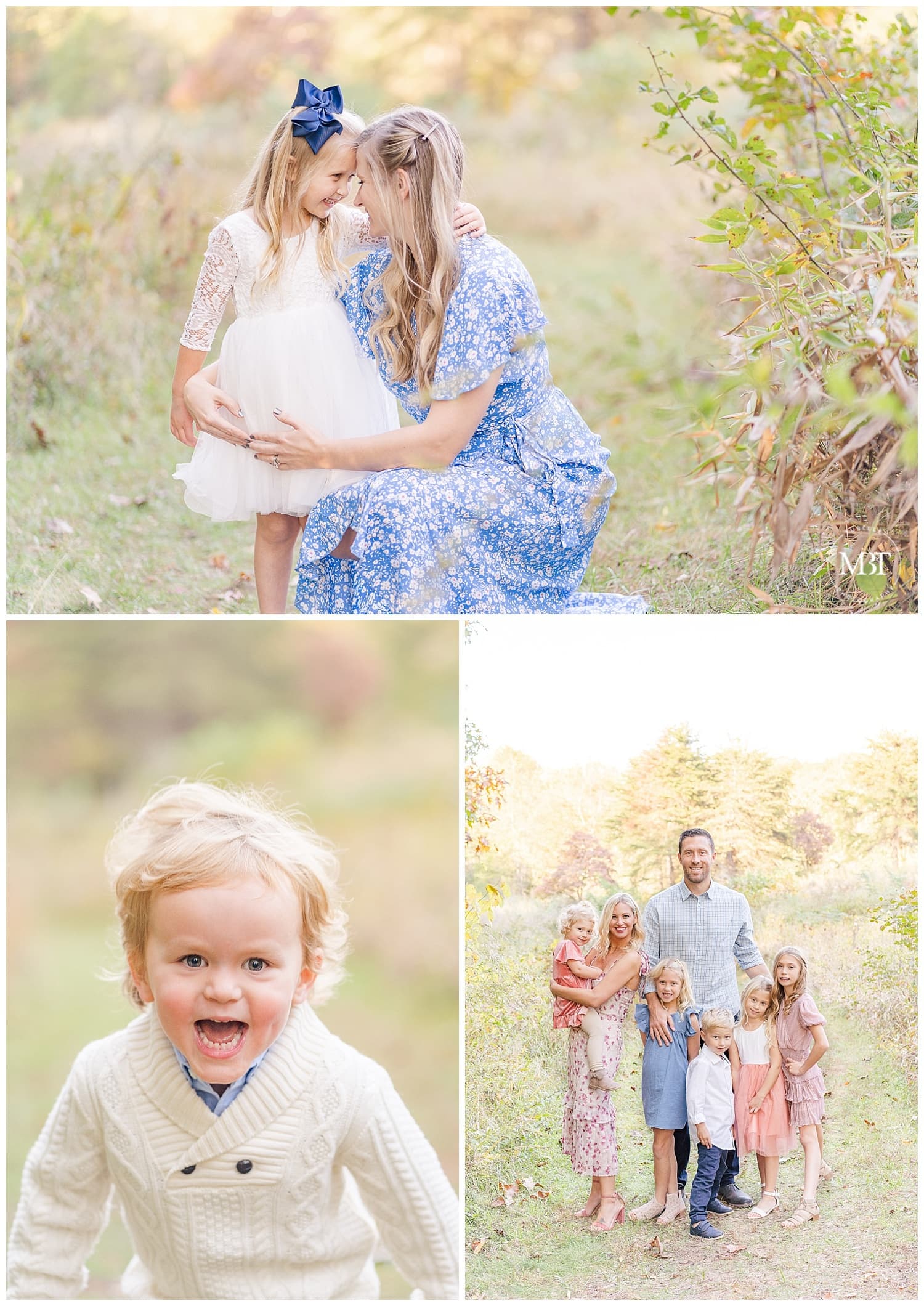 Family, mother and daughter and little boy pose for their Fall Mini Sessions in Chantilly, Virginia. Taken by TuBelle Photography, a DMV Photographer