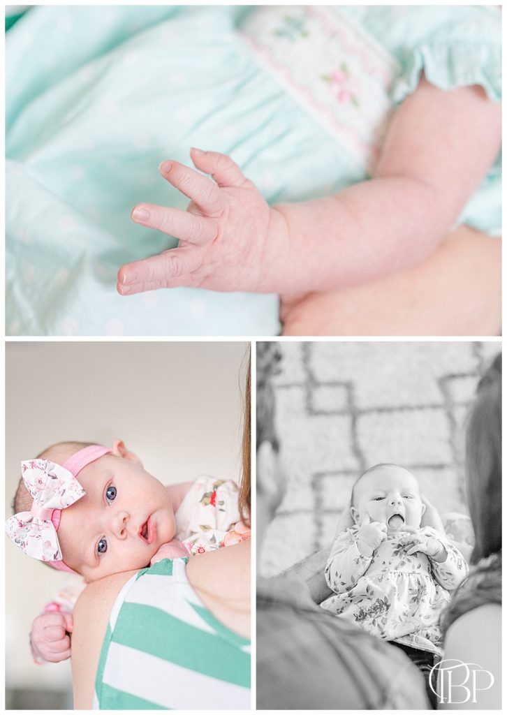 baby girl during in home newborn photos in Fairfax County, VA, taken by TuBelle Photography, a Northern Virginia newborn photographer