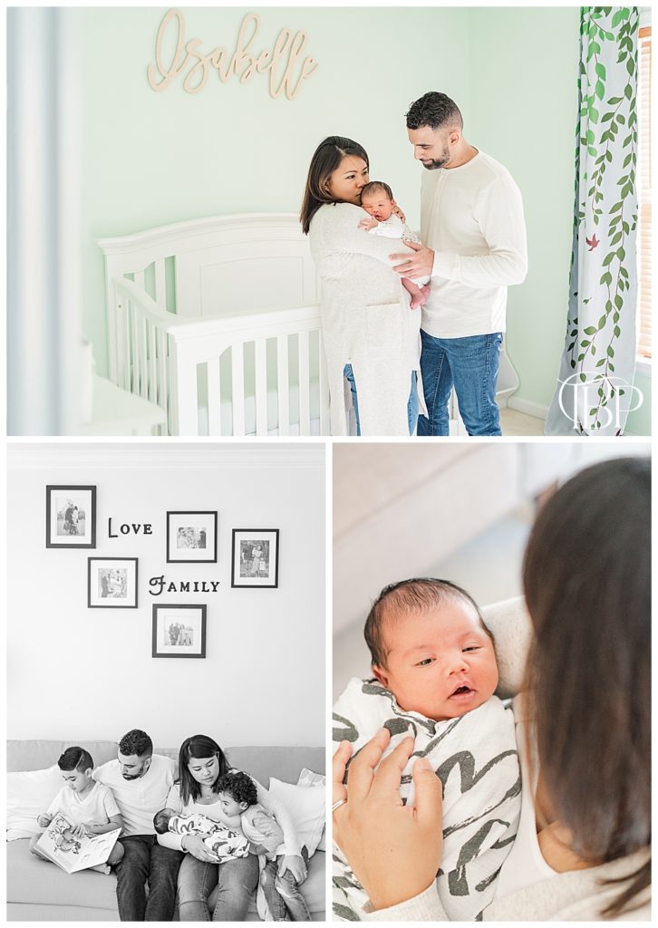 family of 5 during their lifestyle newborn photos in Woodbridge, VA, taken by TuBelle Photography, a Prince William County, Virginia newborn photographer