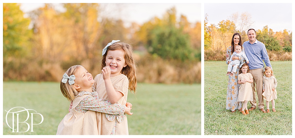 family of 5 during fall mini session in Sterling, Virginia, taken by TuBelle Photography, a Northern Virginia family photographer