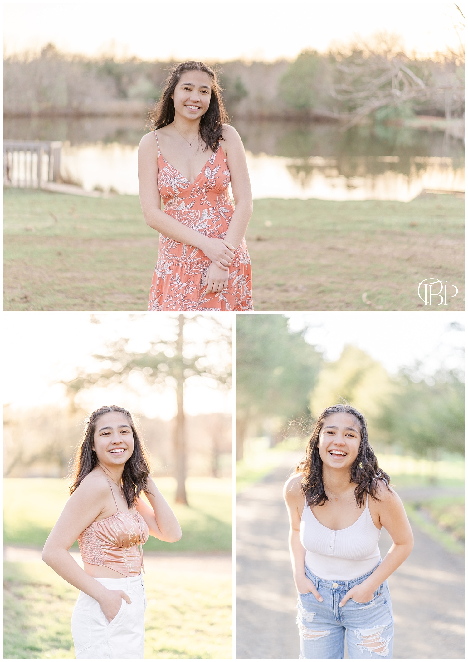 Senior girl posing with her hands in her pockets and smiling for her Claude Moore Park Senior Pictures taken by TuBelle Photography, a Northern VA Senior Photographer.
