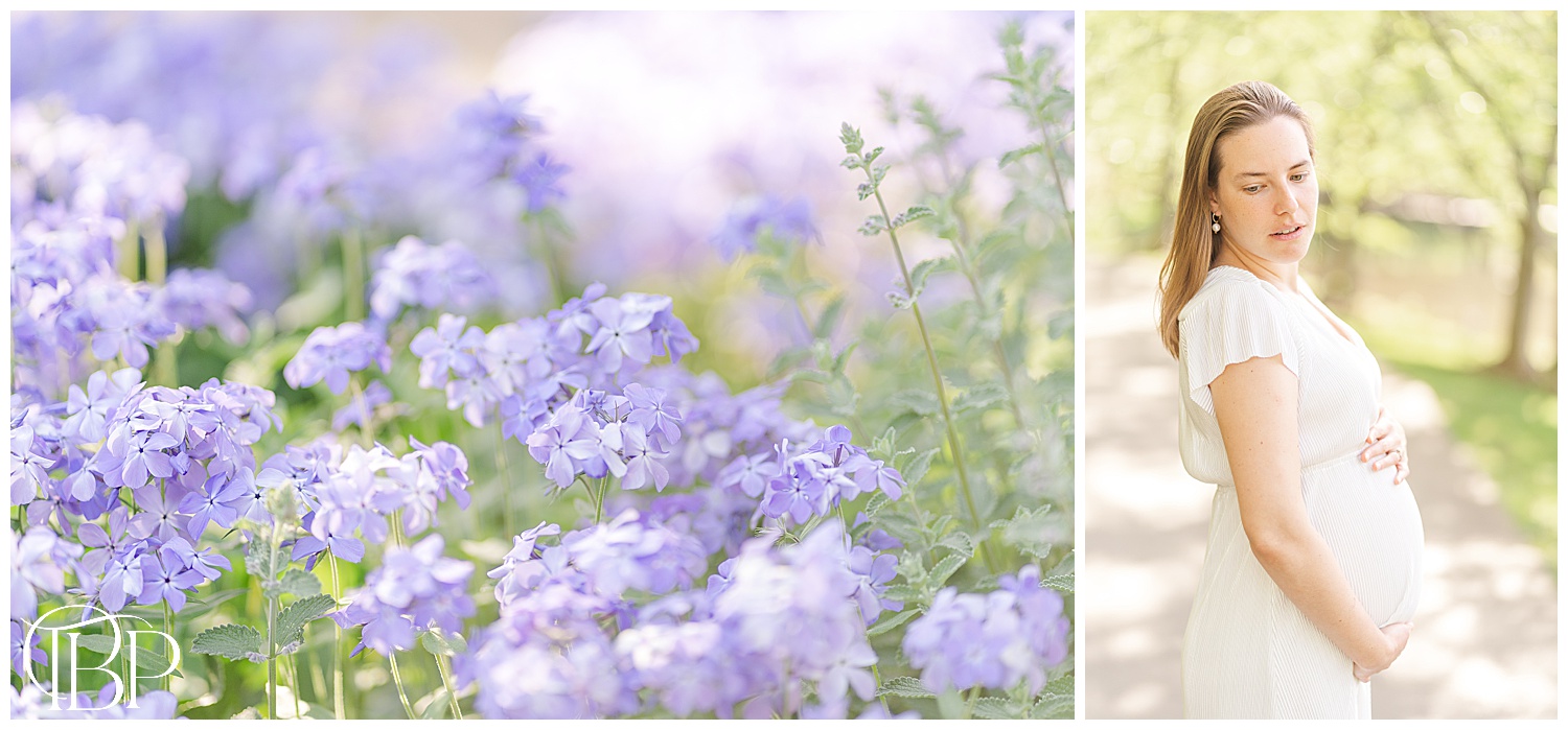 Maternity Pictures with Tons of Flowers Vienna, Virginia TuBelle