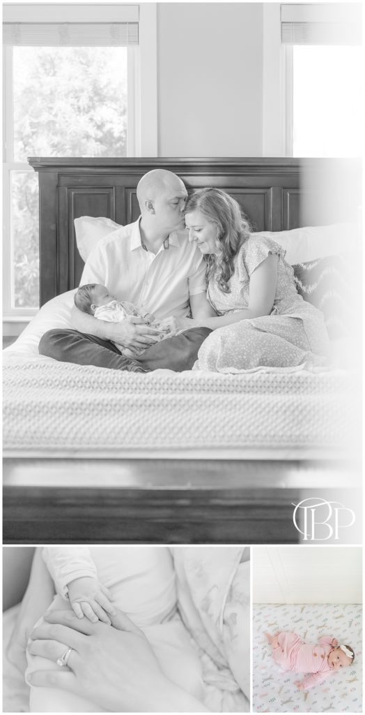 Lifestyle newborn pictures for baby girl in Centervile, VA taken by TuBelle Photography.