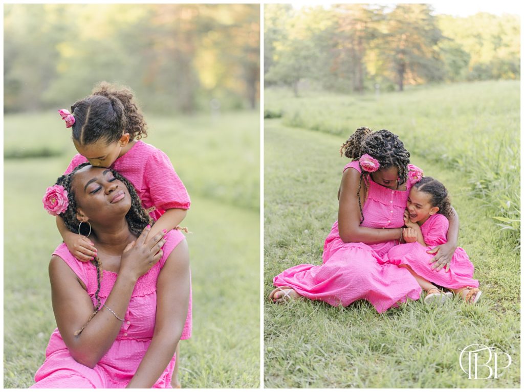 Mom & daughter having sweet moments during Chantilly, VA spring minis taken by TuBelle Photography