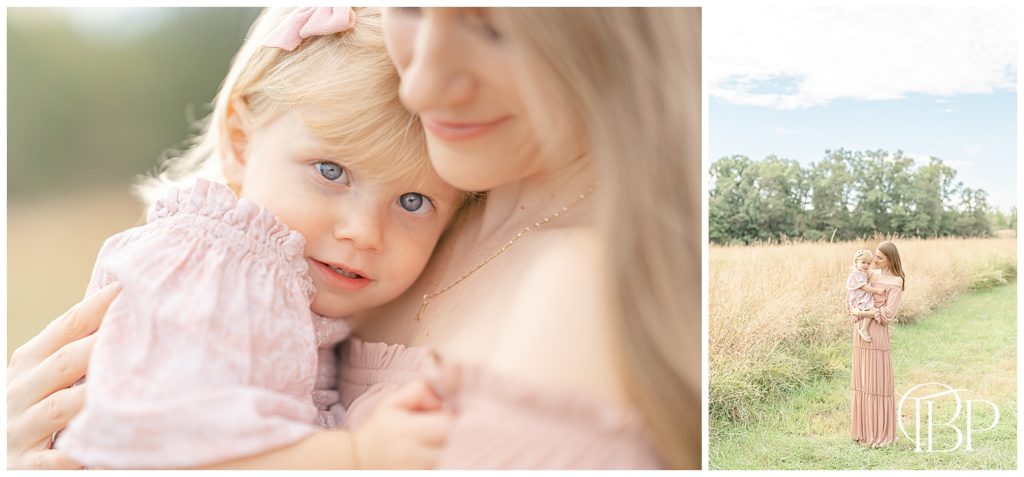 mom & daughter hug each other during fall mini session taken by Manassas, Virginia photographer
