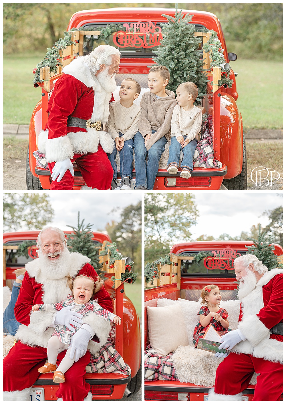 kids interacting with Santa during Red Truck mini session in Northern Virginia
