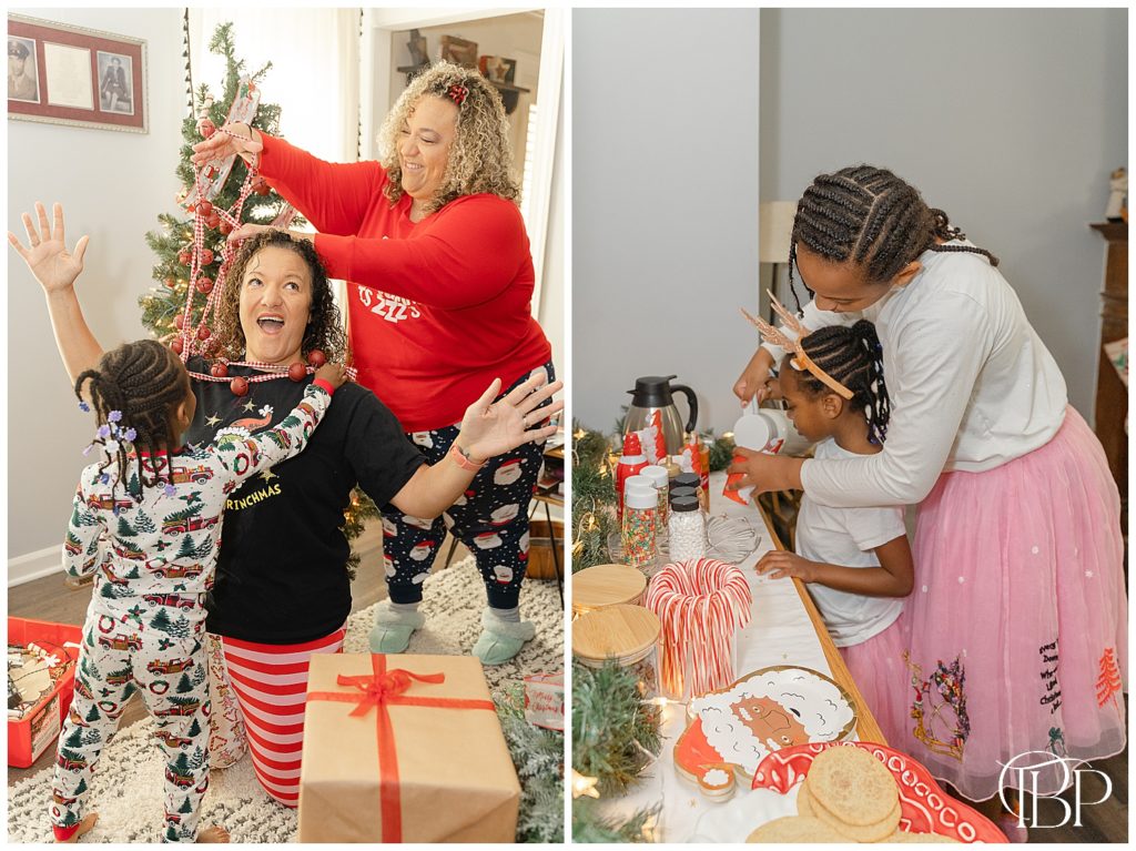 Family members preparing & decorating for Christmas, photos taken in VA
