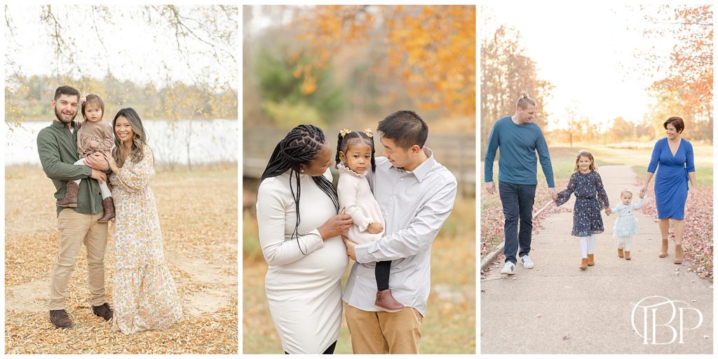 Family pictures during fall mini session VA with beautiful foliage