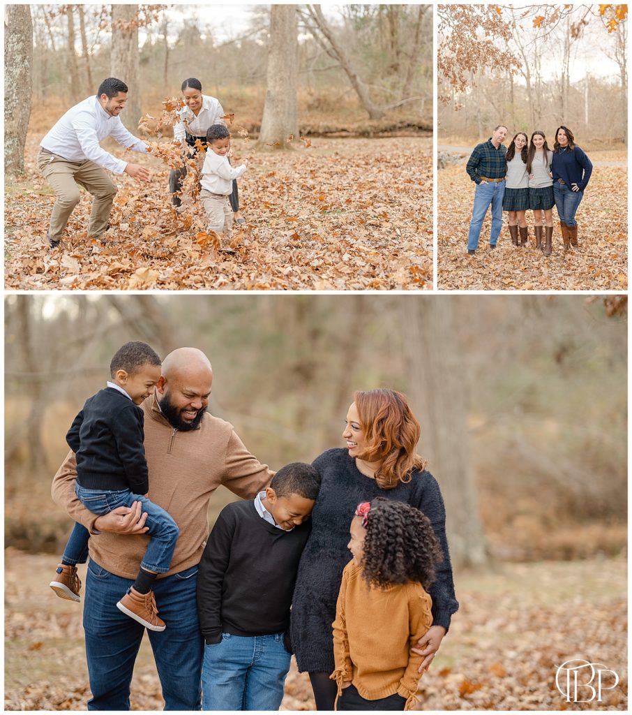 Families at a park with beautiful colors during VA fall minis