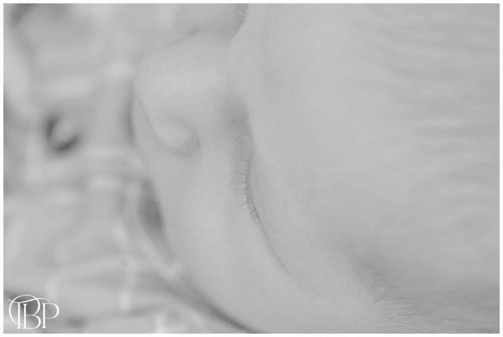 Baby boy's lashes taken during at home newborn photography in Leesburg, VA
