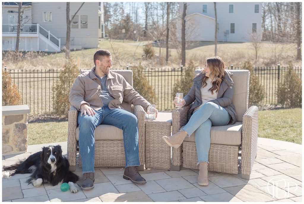 Family relaxing at their backyard in Fairfax, VA during their lifestyle photoshoot