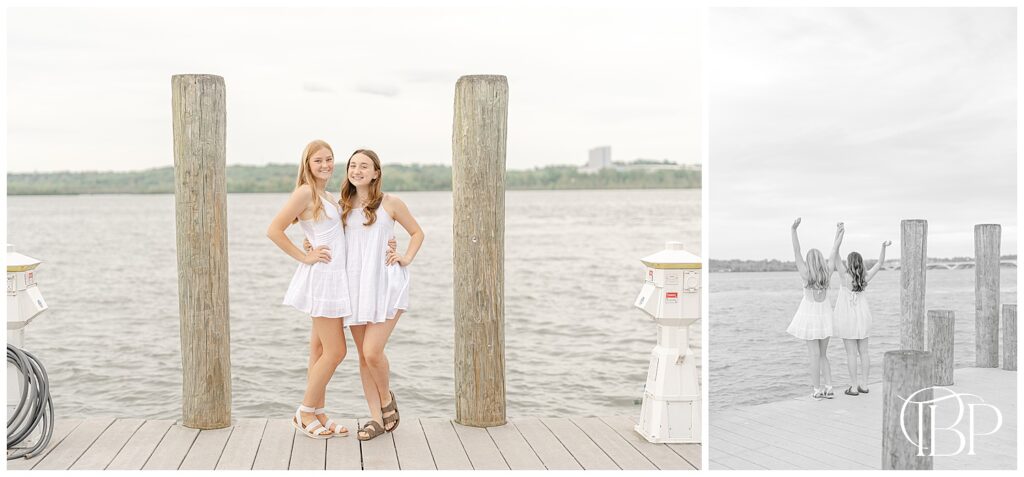 High school sisters having fun during Old Town Alexandria senior photography