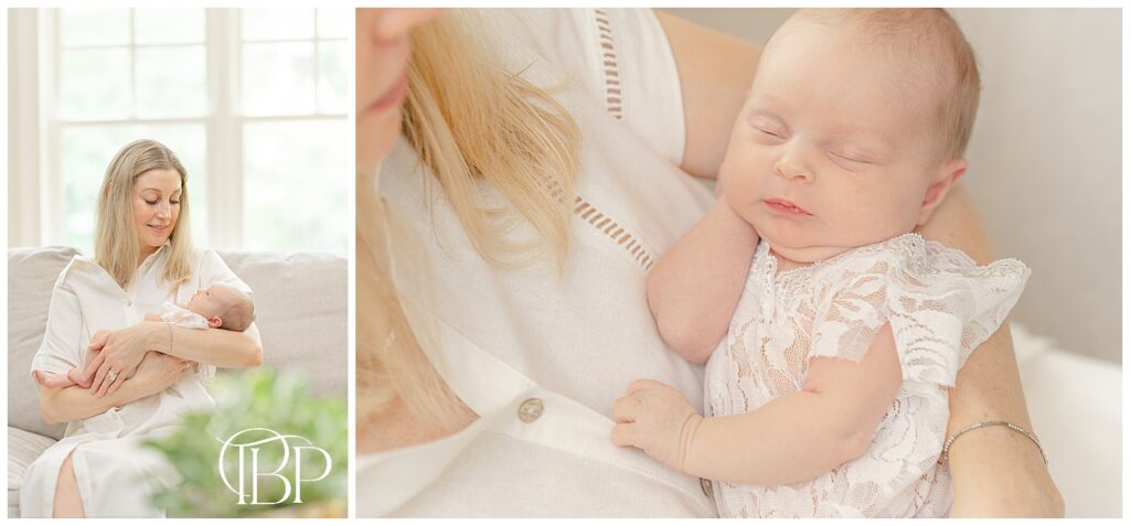 Baby sleeping during Chantilly, VA in home newborn pictures