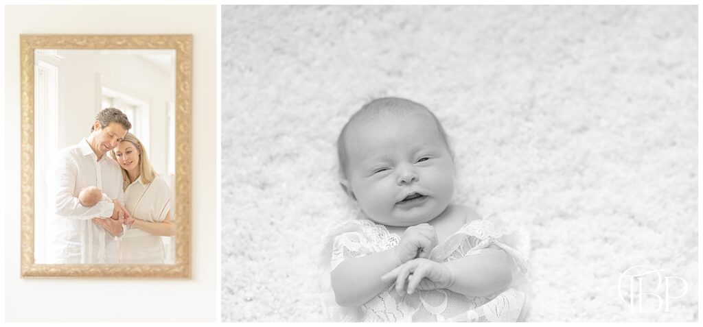 Parents adore baby girl during in home newborn photos in Chantilly, VA