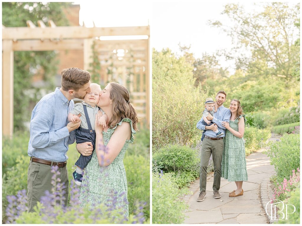 Parents kissing their baby during Alexandria, Virginia spring mini session