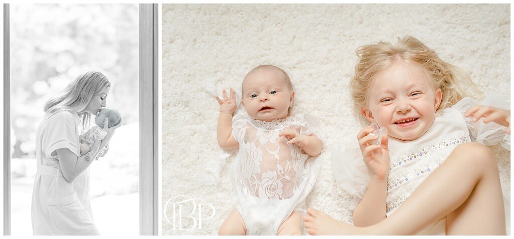 Siblings during in home newborn session in Chantilly, Virginia