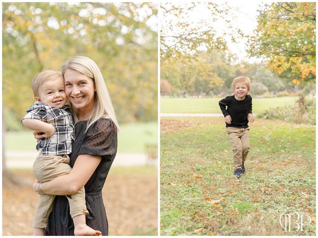 Mom with kids during Fairfax County, VA fall mini sessions
