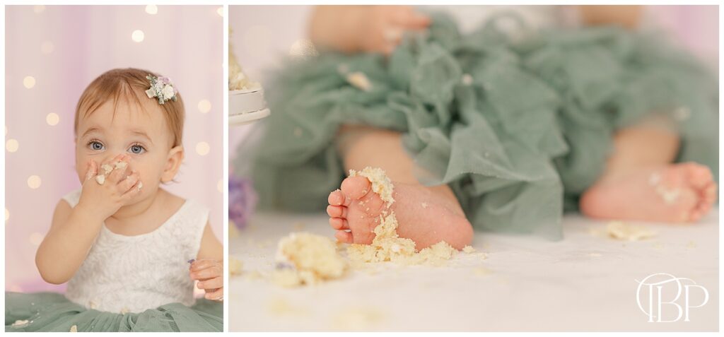 Baby feet with cake