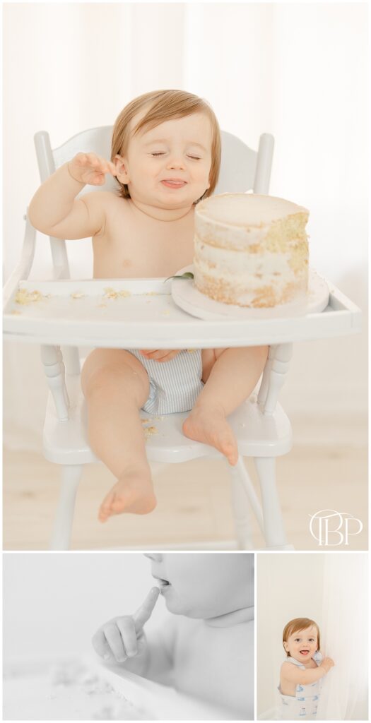 Simple cake smash photoshoot in Ashburn, VA studio